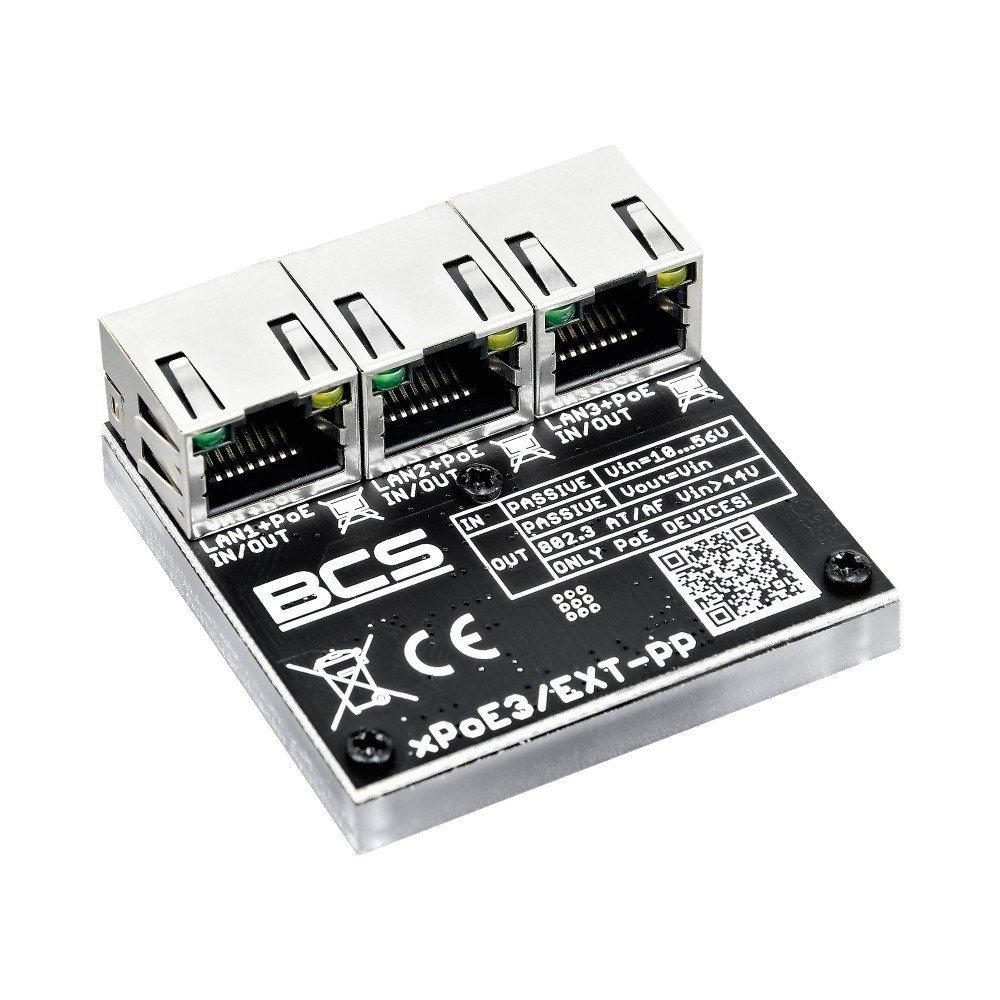BCS BCS-XPOE3/EXT-PP network extender Network repeater Black 10, 100 Mbit/s