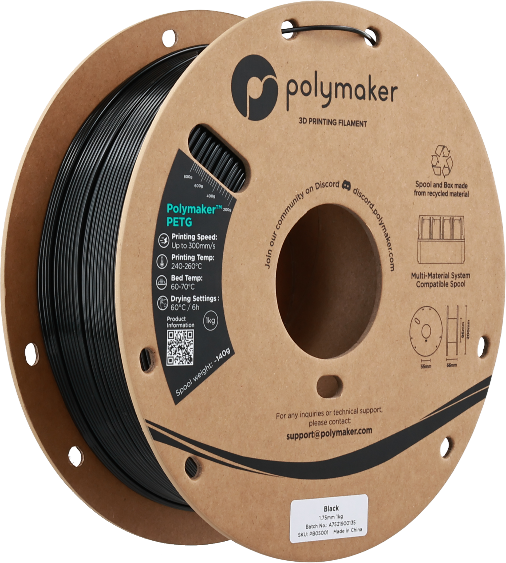 Polymaker PB05001 3D printing material Polylactic acid (PLA) Red 1 kg