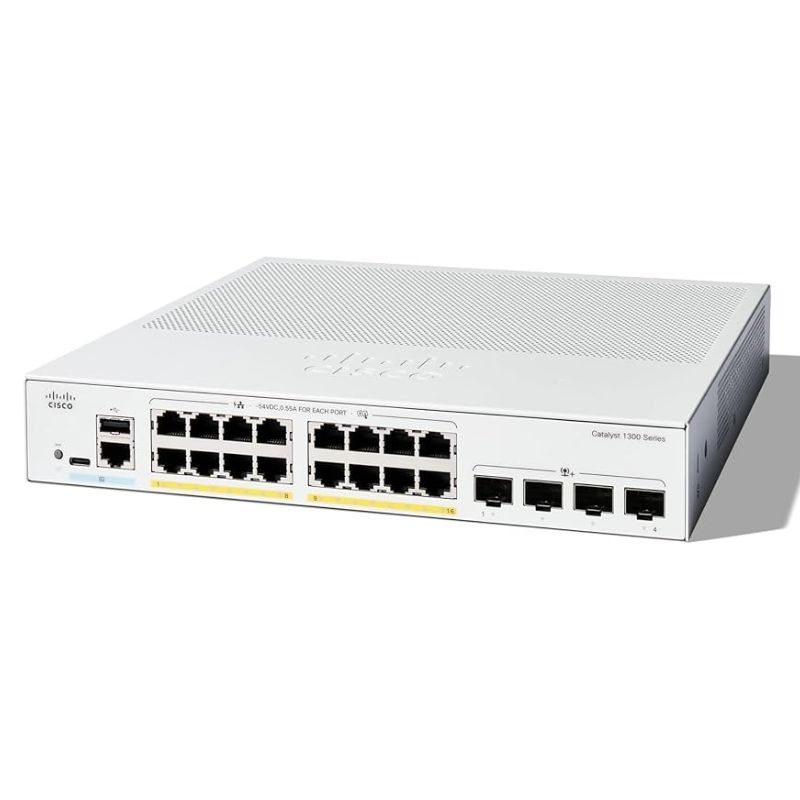 Cisco Catalyst 1300-16P-4X Managed Switch, 16 Port GE, PoE, 4x10GE SFP+, Limited Lifetime Protection (C1300-16P-4X)