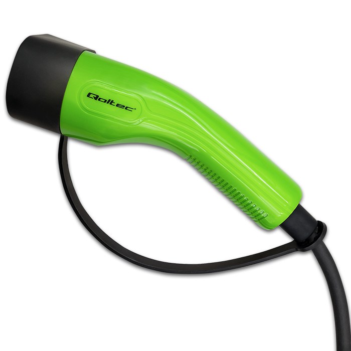 Qoltec Mobile EV Car Charger Adjustable 2in1 Type2 7kW 230V CEE 3 PIN Wi-Fi LCD Portable Wallbox 5m