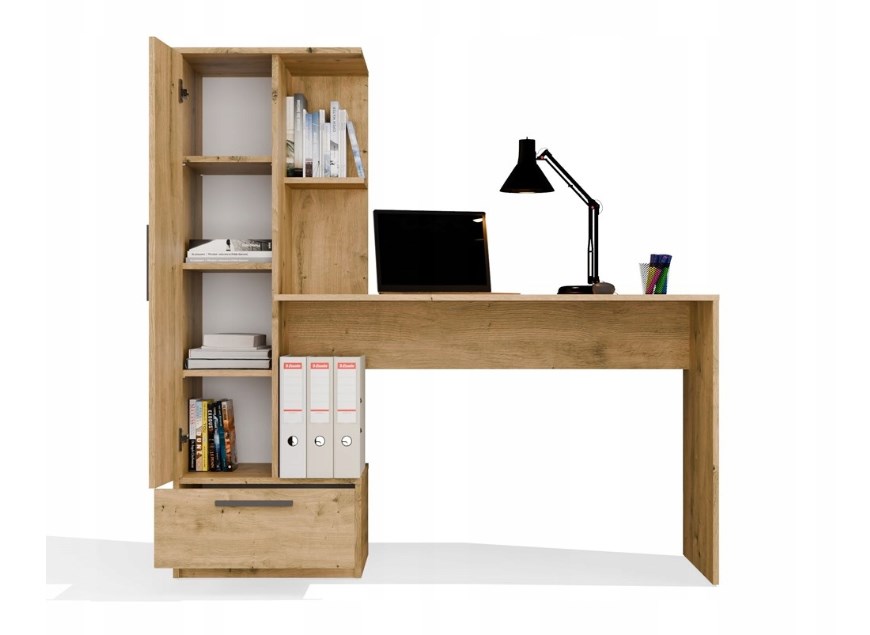 COSMO Oak Artisan Desk Bookcase Set