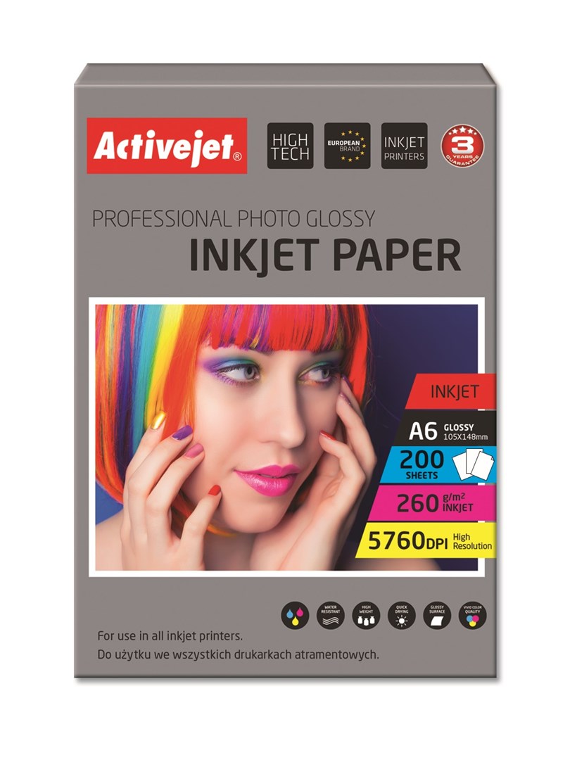 Activejet Glossy Photo Paper 10x15 Cm - 200 Sheets