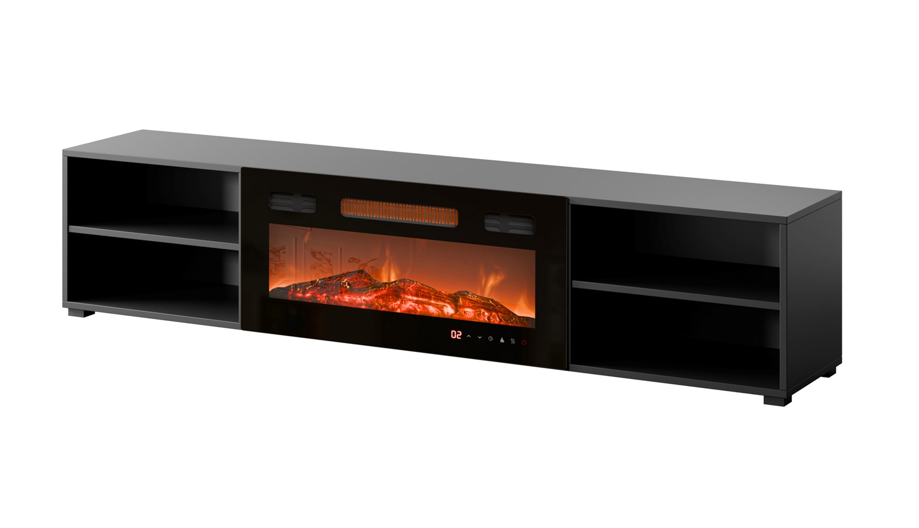 RTV Cabinet POLO 180x33x39 Black Fireplace Black
