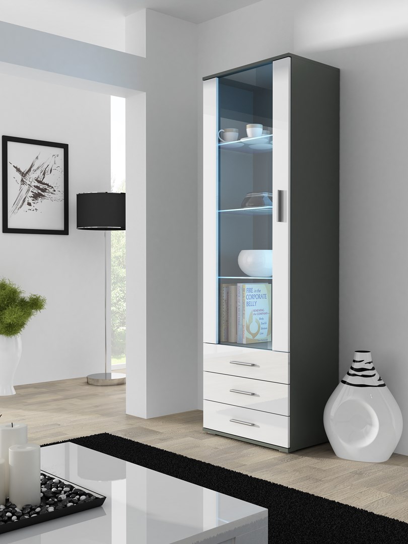 Cama Display Cabinet SOHO S1 Grey/White Gloss