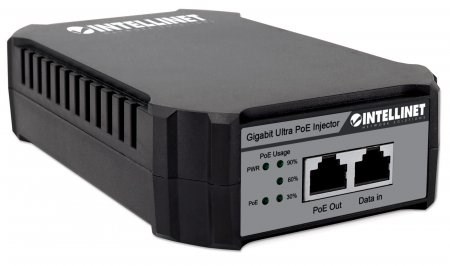 Intellinet Gigabit PoE++ Injector, One 95 W Port, IEEE 802.3bt (4PPoE) Compliant, Plastic Housing, Wall-mount Option