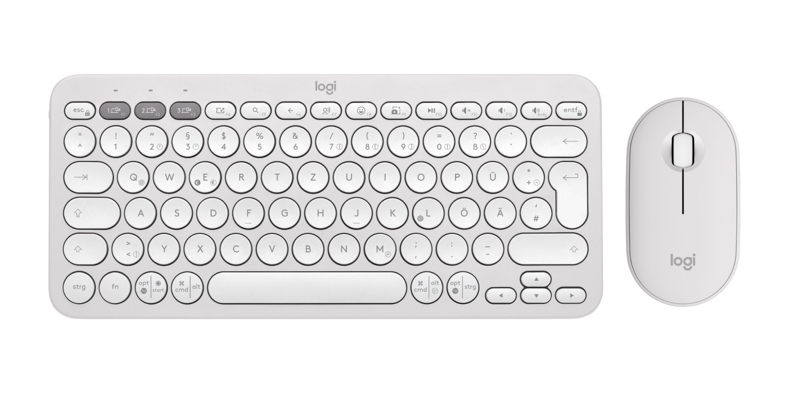 Logitech 920-012204 keyboard Mouse included Universal RF Wireless + Bluetooth QWERTZ German White