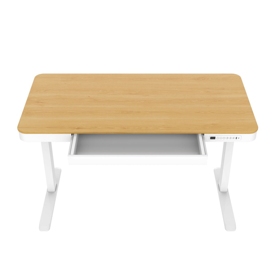 Tuckano Electric Height Adjustable Desk ET119W-C White/Oak. Desk Top Dimensions 120 X 60cm.