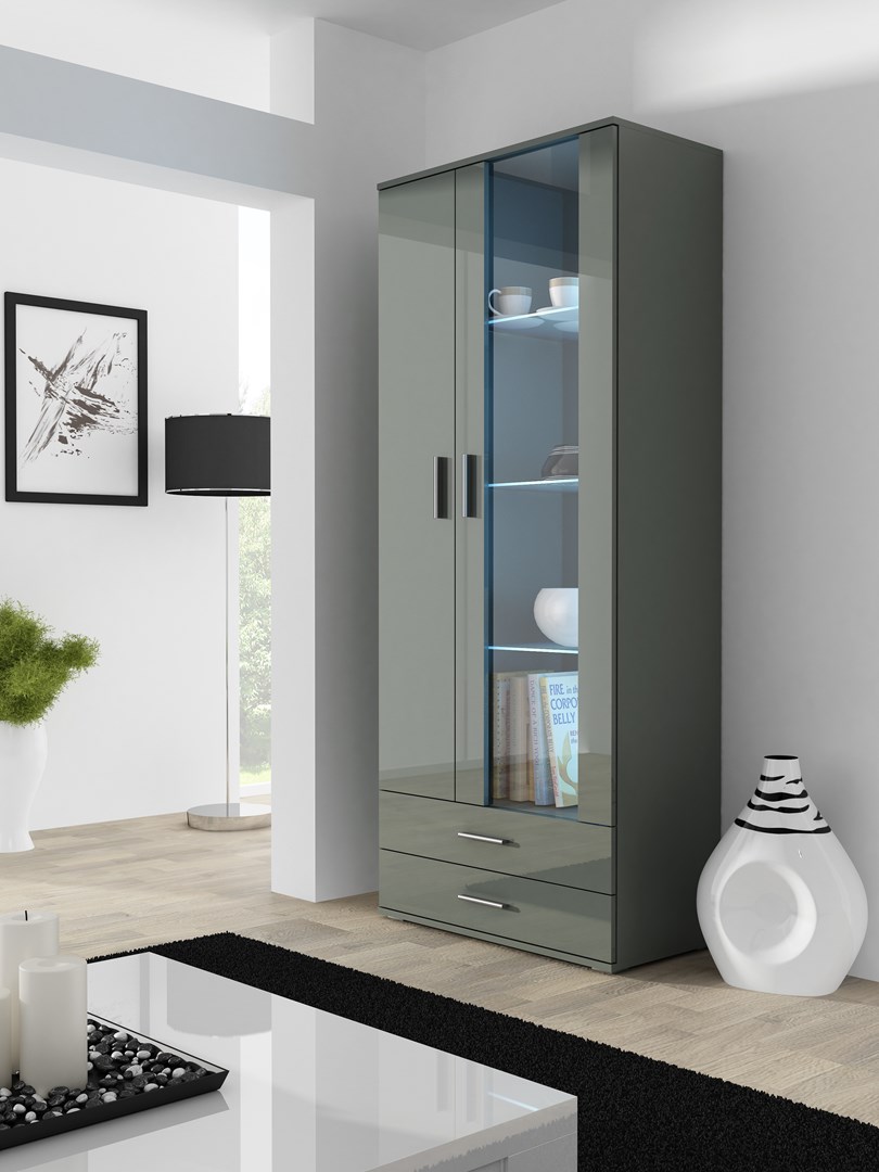 Cama Display Cabinet SOHO S6 2D2S Grey/Grey Gloss