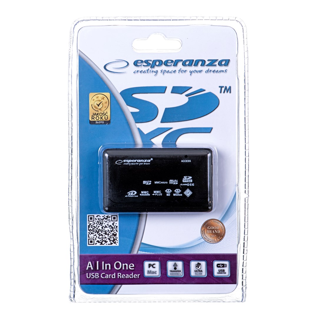 Esperanza EA117 card reader USB 2.0 Black