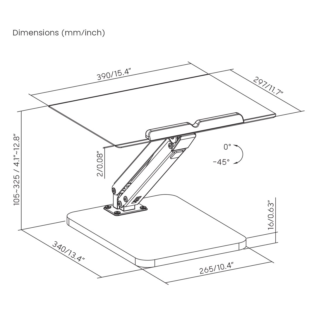 Maclean Desk Stand For Monitor Or Laptop Gas Spring For Standing And Sitting Work Black MC-493