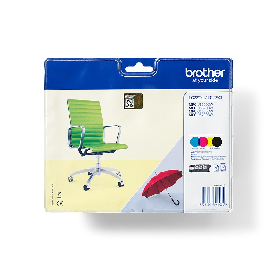 Brother LC229XLVALBPDR ink cartridge 4 pc(s) Original Black, Cyan, Magenta, Yellow