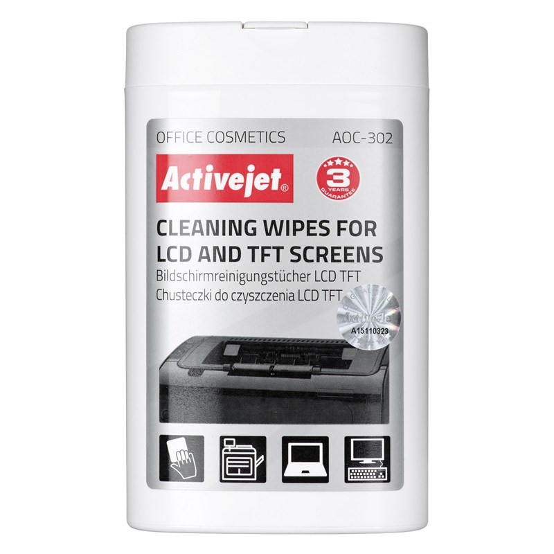 Activejet AOC-302 LCD Matrix Wipes - 100 Pieces