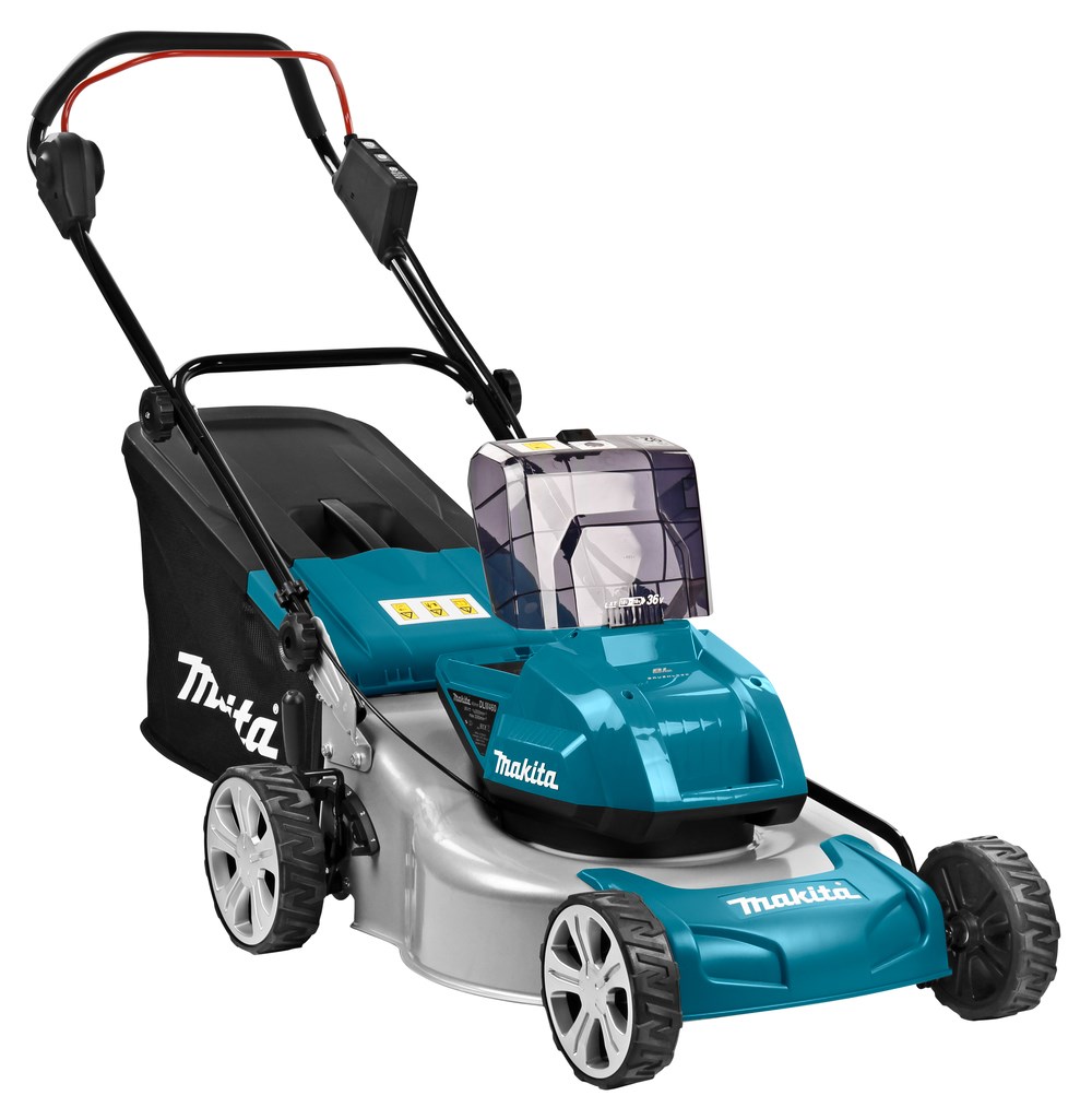 Makita DLM460PT2 Lawn Mower Walk Behind Lawn Mower Battery Black Blue Grey