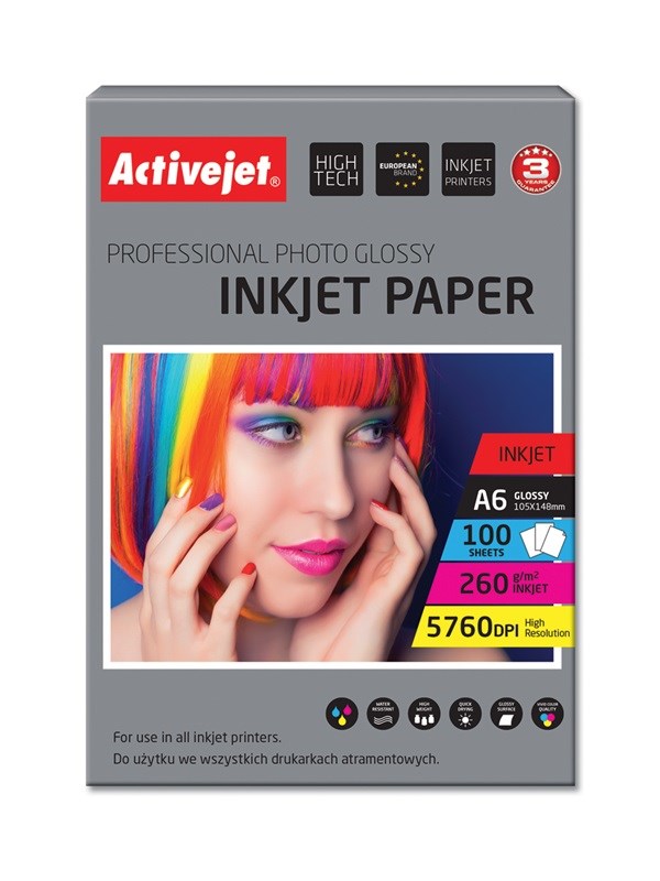 Activejet AP6-260GR100 Photo Paper A6 10x15 100 Sheets