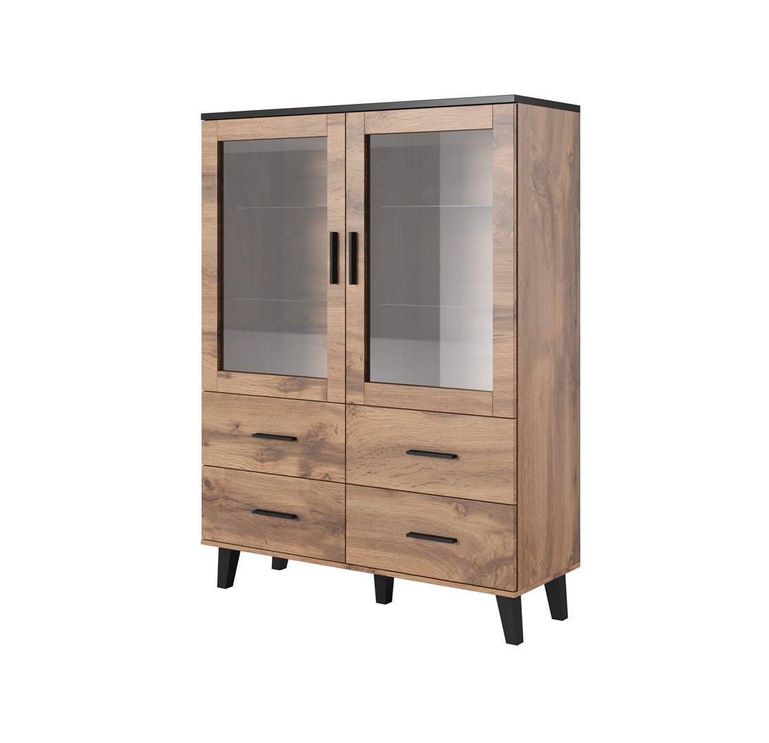 Cama Display Cabinet LOTTA 2D4D Wotan Oak Mat Black