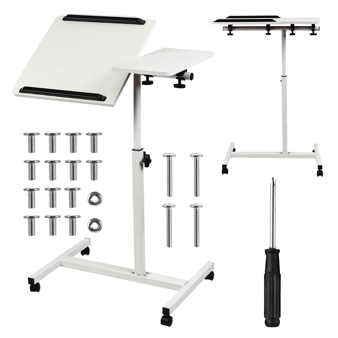 Maclean Mobile Desk/Laptop Stand White Height Adjustment 59-89cm Max. 30kg MC-121 W