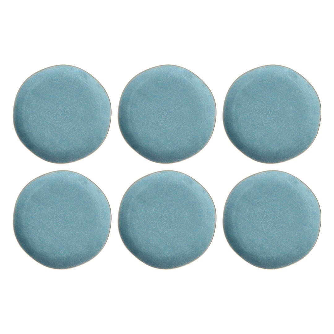 ROSE TULIPANI CONCERTO FUSE AZZURRO Set Of 6 Dinner Plates 27 Cm