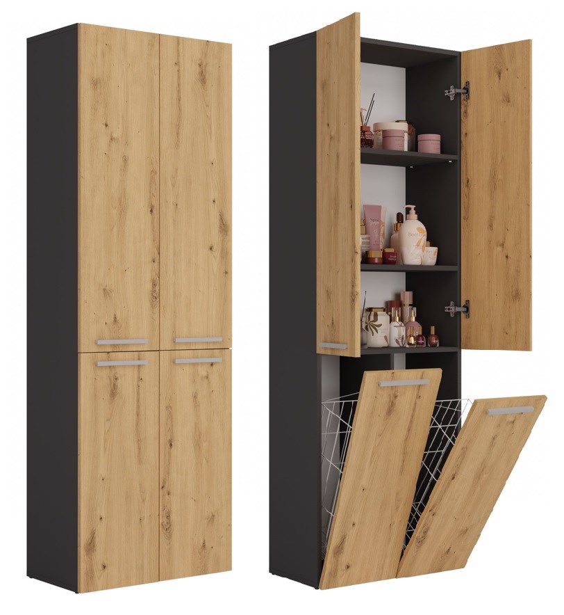 Topeshop NEL 2K DD ANT/ART KP Bathroom Storage Cabinet Graphite Oak