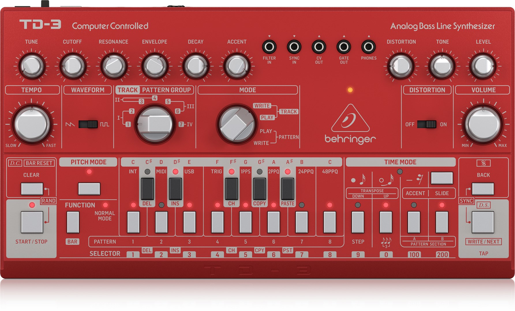 Behringer TD-3-RD Synthesizer Analog Synthesizer Red