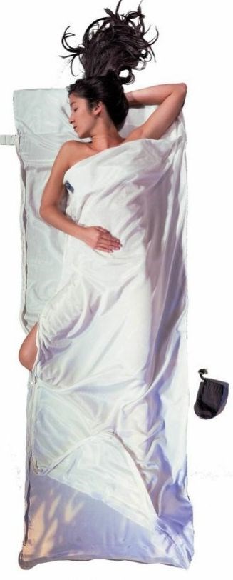 Cocoon TravelSheet Coupler Silk/Cotton Sleeping Bag Liner With Two-Way Zipper Natural