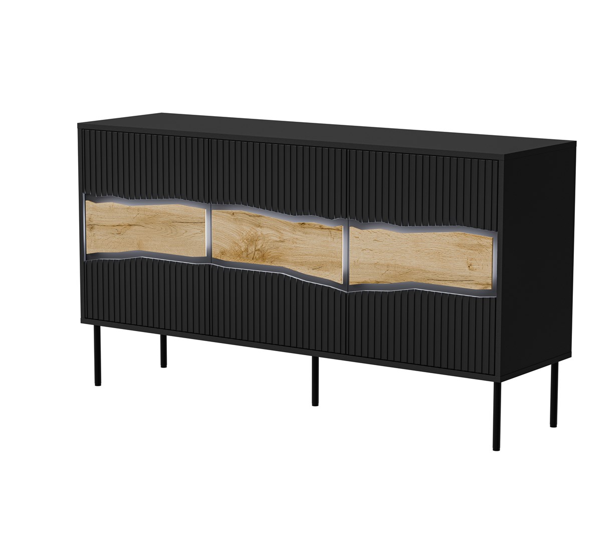 Cama INSERTO 3D Chest Of Drawers 143.5x40x80 Black LED