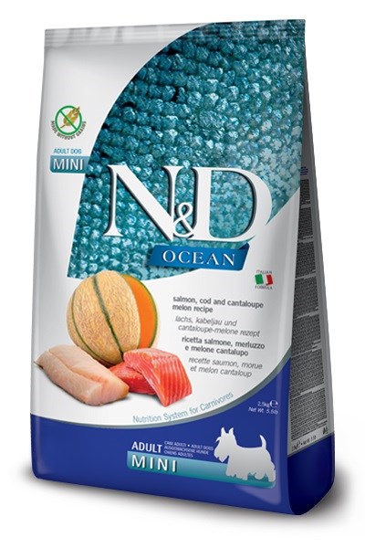 FARMINA N D Ocean Dog Salmon Cod Cantaloupe Melon Adult Mini - Dry Dog Food - 2.5 Kg