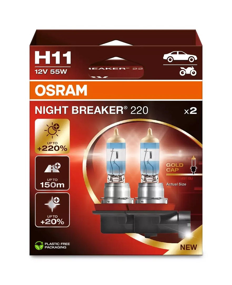 Bulb (Set Of 2) H11 12V PGJ 19-2 NIGHT BREAKER 220 White 3700K
