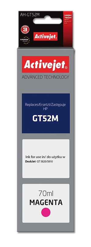 Activejet AH-GT52M ink (replacement for HP GT-52M M0H55AE; Supreme; 70 ml; magenta)
