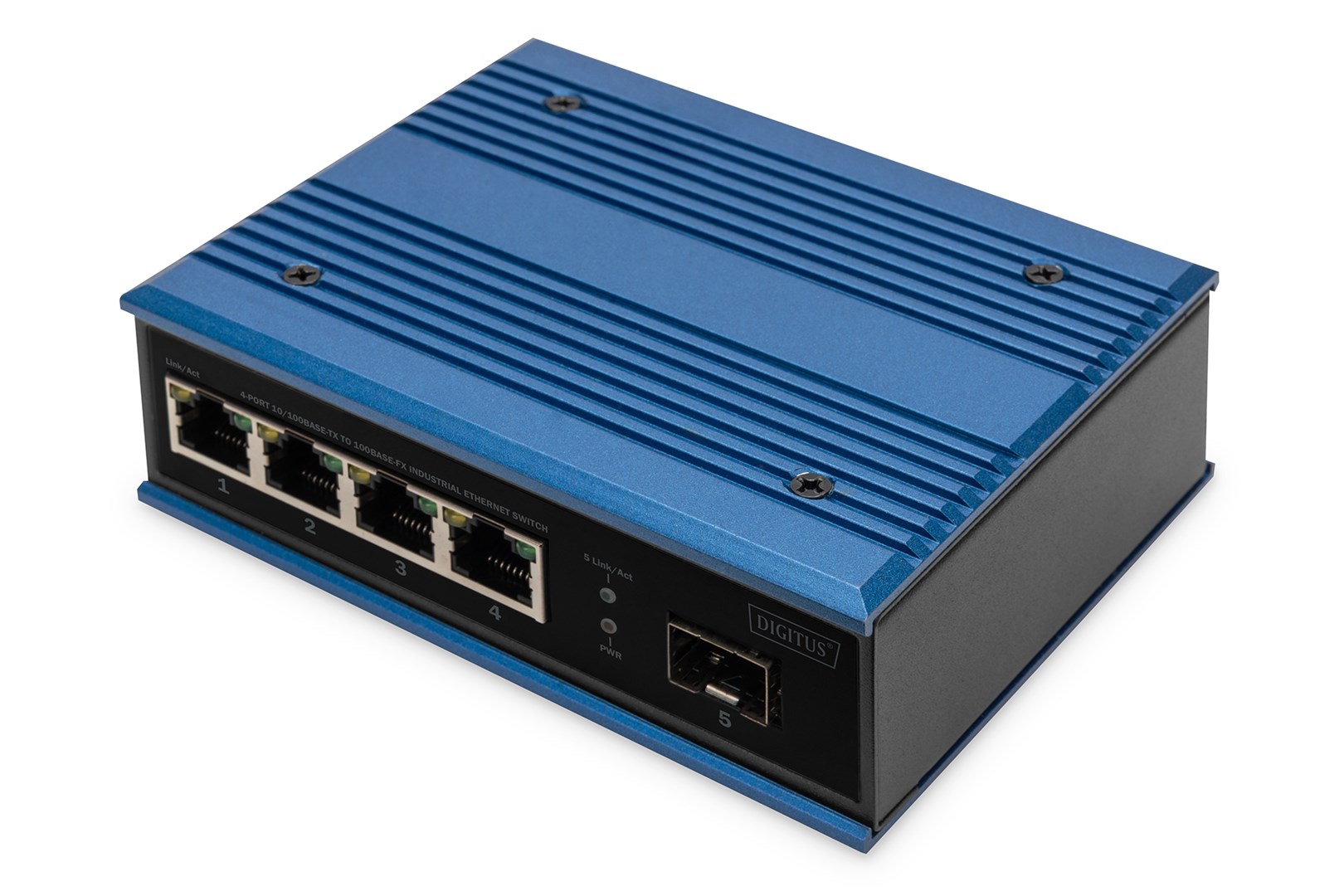 Digitus 4 port Fast Ethernet network switch, industrial, unmanaged, 1 SFP FE uplink