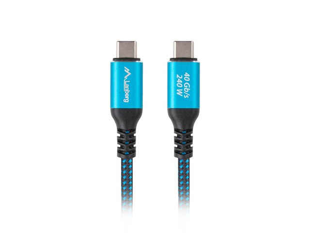 Lanberg CA-CMCM-44CU-0005-BK USB cable USB4 Gen 2x2 0.5 m USB C 40 Gbit/s 240 W Black, Blue