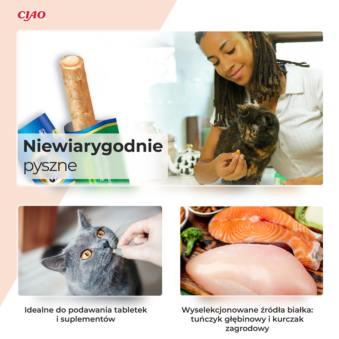 INABA Churu Rolls Chicken Recipe Wraps Tuna With Scallop Recipe - Cat Treats - 4x10 G