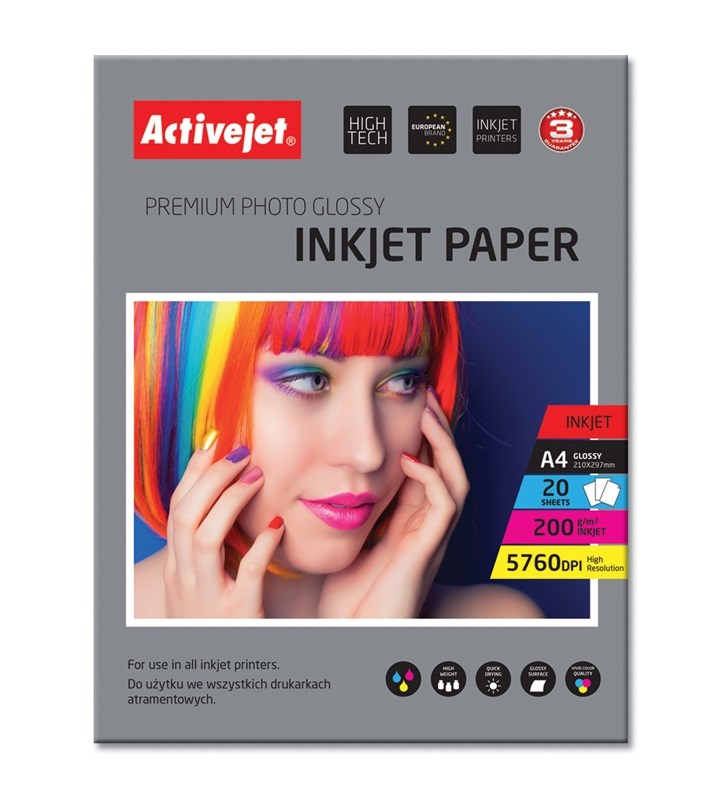 Activejet Photo Paper Glossy A4 20 Sheets