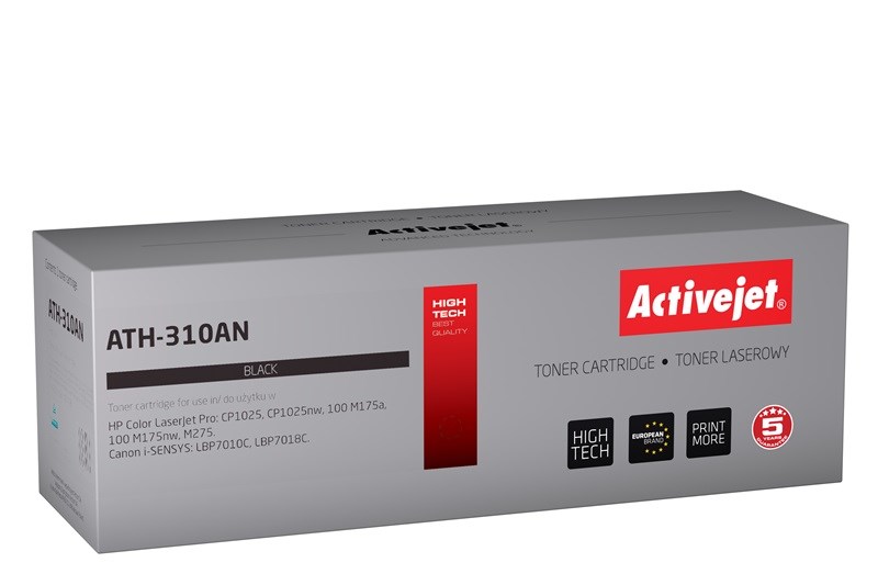 Activejet ATH-310AN toner (replacement for HP 126A CE310A, Canon CRG-729B; Premium; 1200 pages; black)