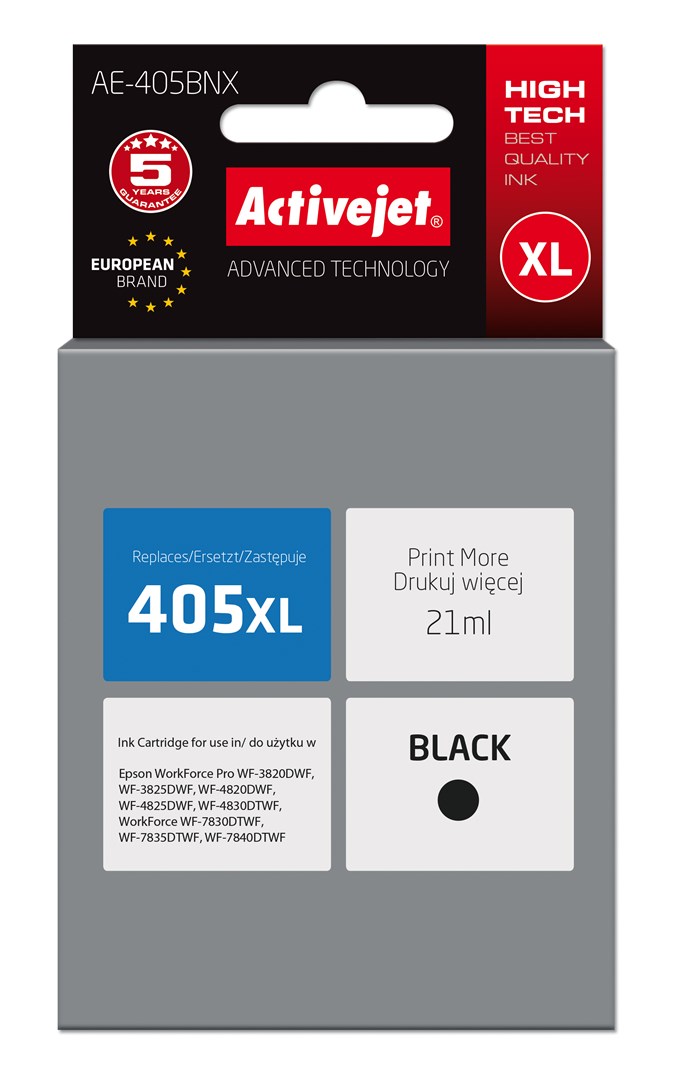 Activejet AE-405BNX ink (replacement for Epson 405XL C13T05H14010; Supreme; 21ml; black)