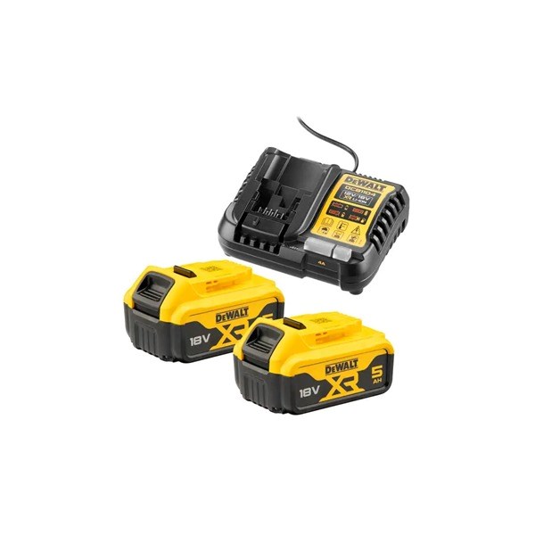 DeWalt DCB1104P2-QW Set Charger DCB1104 2 Batteries DCB184 18 V 5 Ah