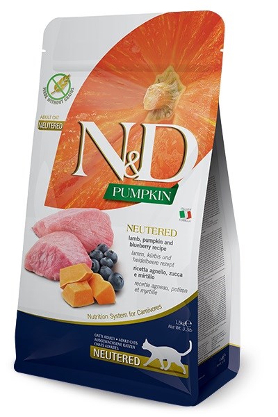 FARMINA N D Pumpkin Cat Lamb And Blueberry Neutered Adult - Dry Cat Food - 1.5 Kg