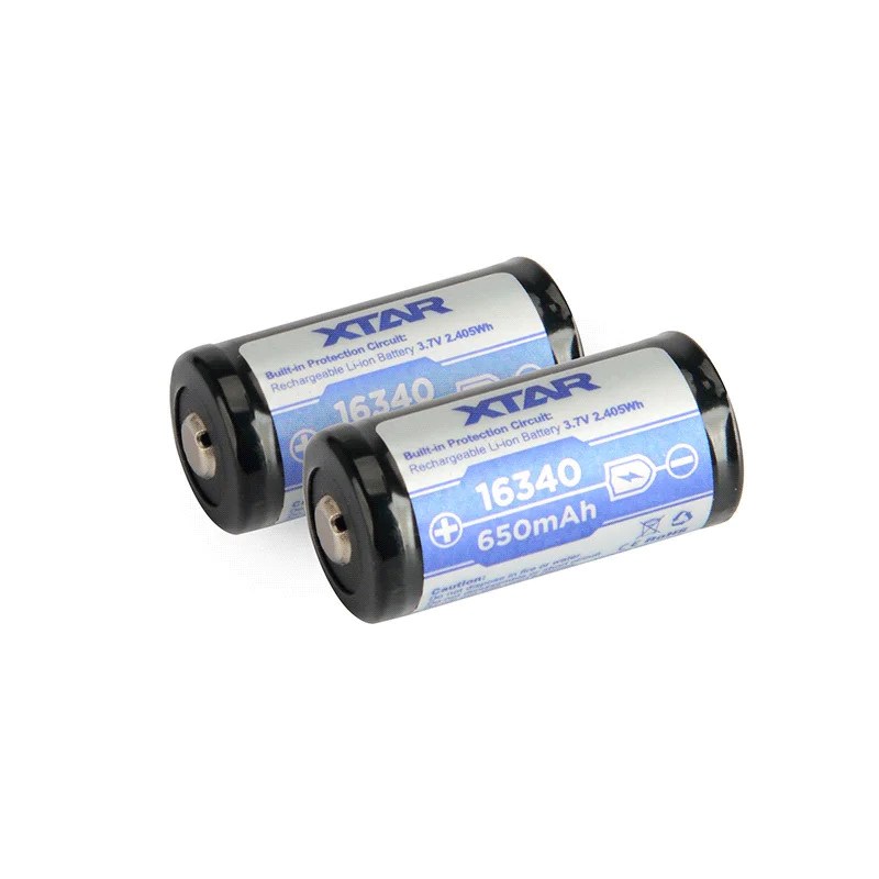Battery 16340/R-CR123 3 7V Li-Ion 650 MAh With Protection