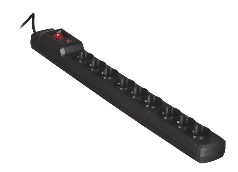 Activejet ACJ COMBO 9GN 3M Black Power Strip With Cord