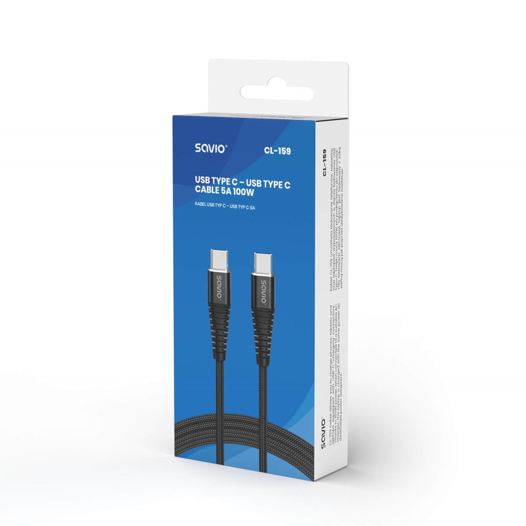 Savio CL-159 USB cable USB 2.0 1 m USB C 0.48 Gbit/s Black