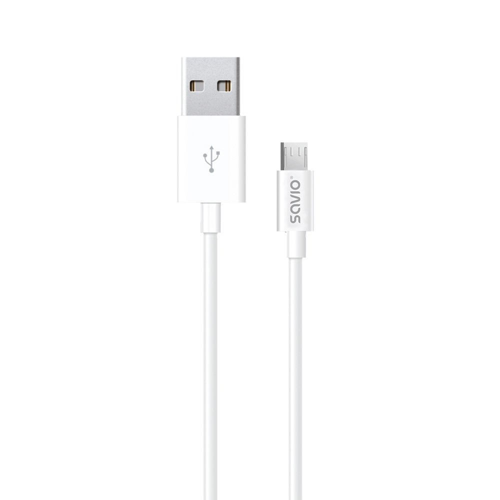 Savio CL-124 USB cable USB 2.0 2 m USB A Micro-USB B 0.48 Gbit/s White