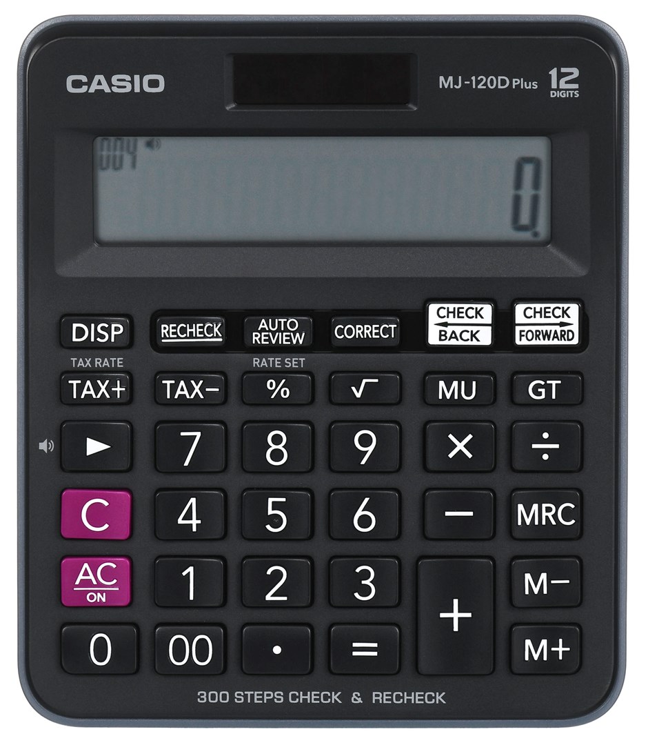 CASIO CALCULATOR OFFICE MJ-120D PLUS BLACK 12 DIGIT DISPLAY