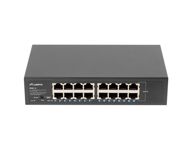 Lanberg RSGE-16 network switch Unmanaged Gigabit Ethernet (10/100/1000) 1U Black