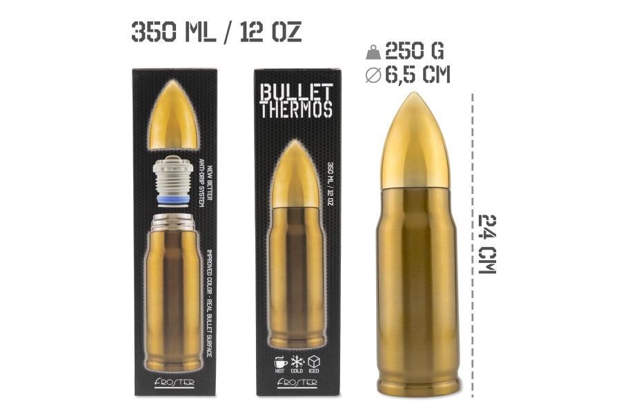 Bullet Brass Thermos Cartridge 350 Ml