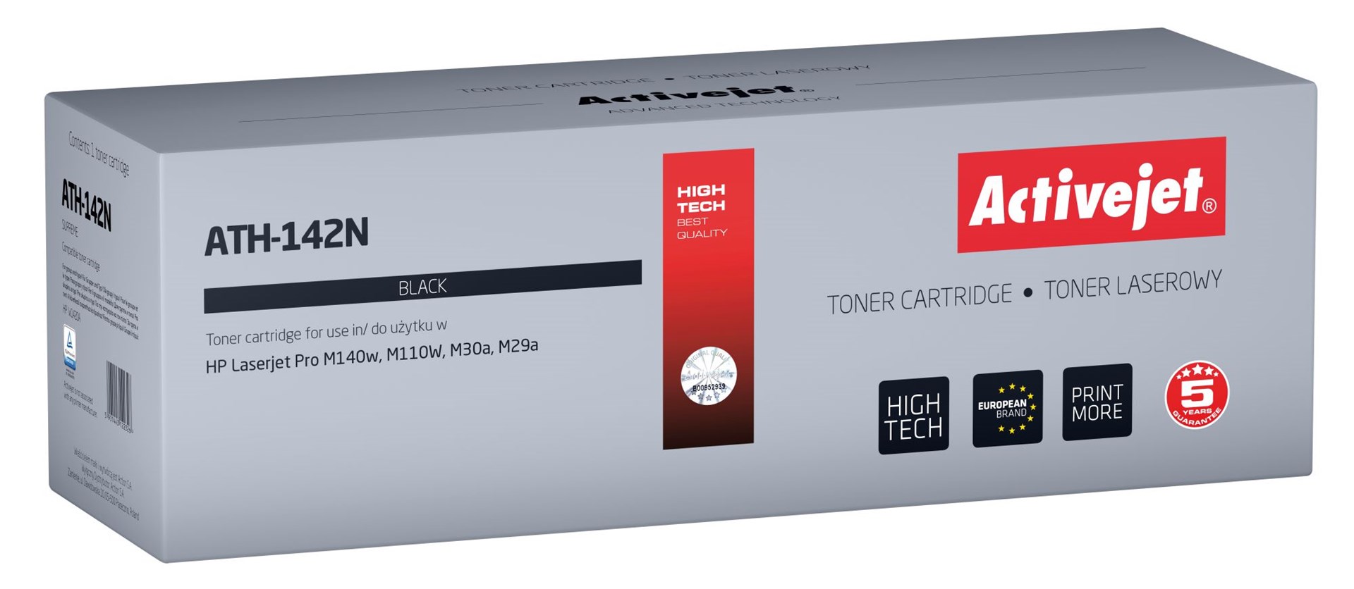 Activejet ATH-142N toner for HP printer, Replacement HP 142A W1420A; Supreme; 950 pages; black