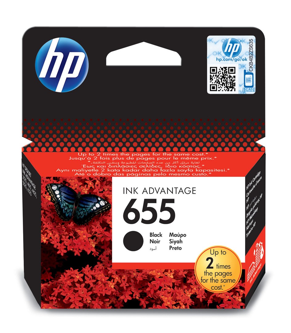HP 655 Black Original Ink Advantage Cartridge
