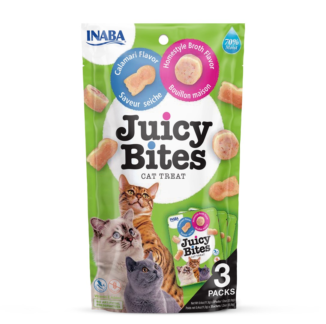 INABA Juicy Bites Homestyle Broth And Calamari - Cat Treats - 3x11 3 G
