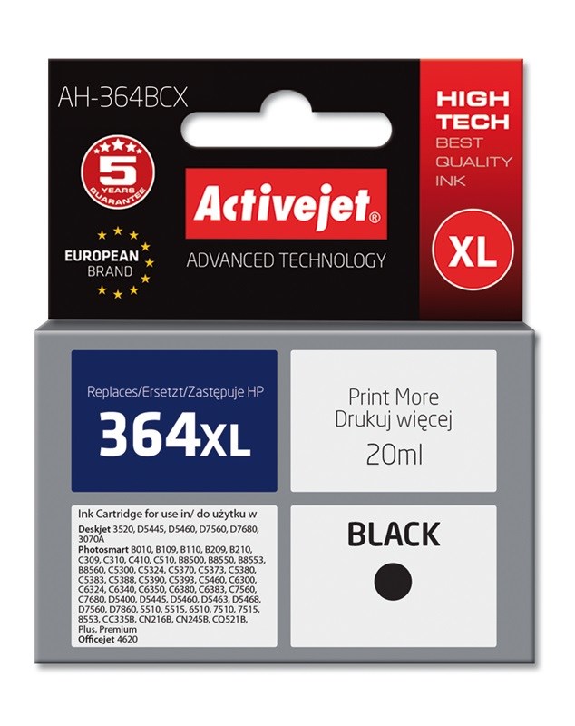Activejet AH-364BCX ink (replacement for HP 364XL CN684EE; Premium; 20 ml; black)