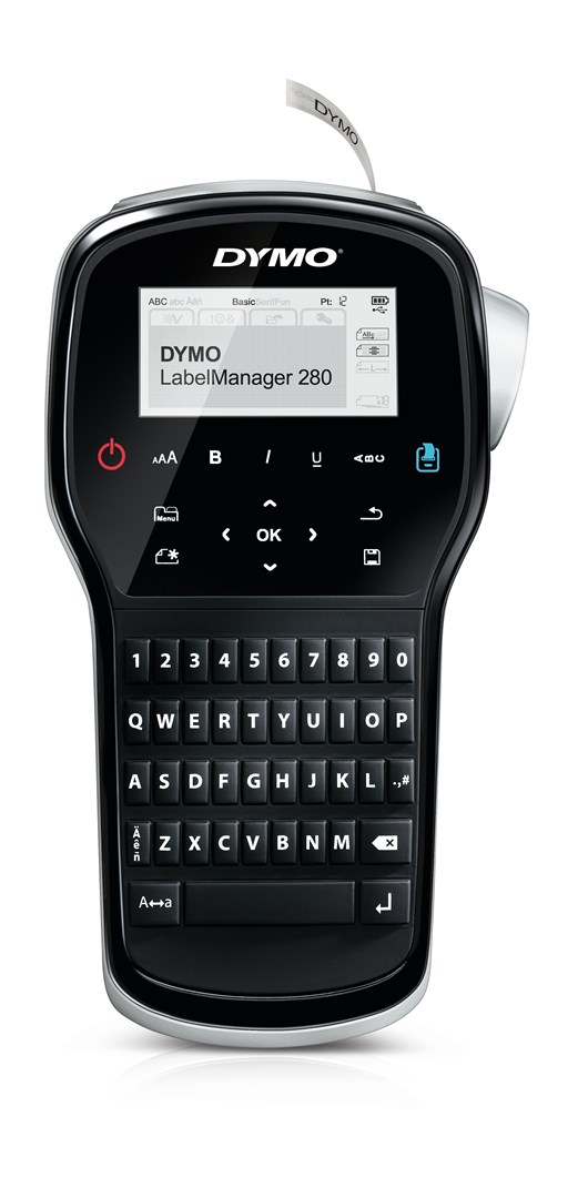 DYMO LabelManager 280 Rechargeable Handheld Label Maker Kit | QWERTY Keyboard | with 2 Rolls of D1 Labels & Carrying Case