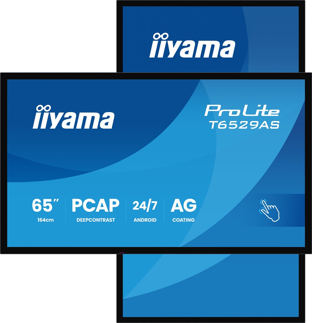 iiyama T6529AS-B1AG Signage Display Kiosk design 163.8 cm (64.5") LED Wi-Fi 420 cd/m² 4K Ultra HD Black Touchscreen Built-in processor Android 24/7