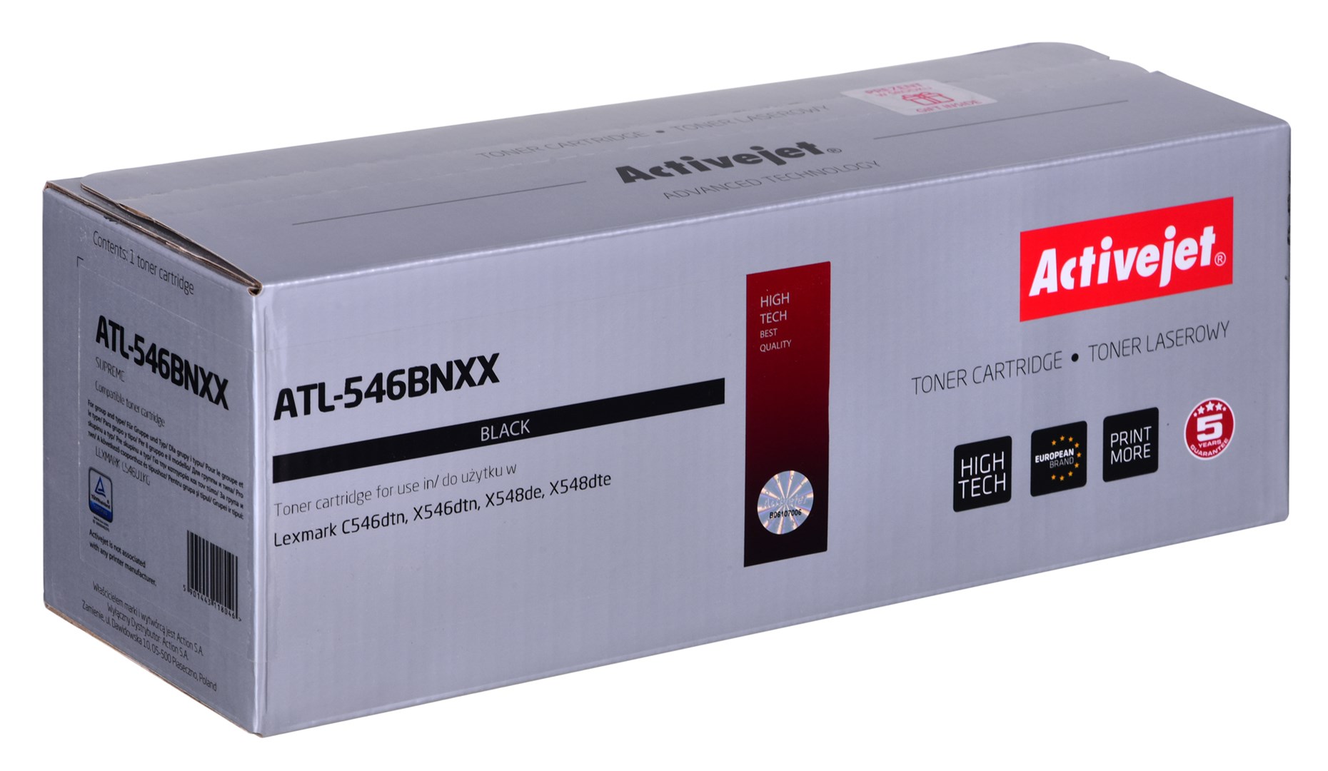 Activejet ATL-546BNXX Toner cartridge for Lexmark printers; Replacement Lexmark C546U1KG; Supreme; 8000 pages; black